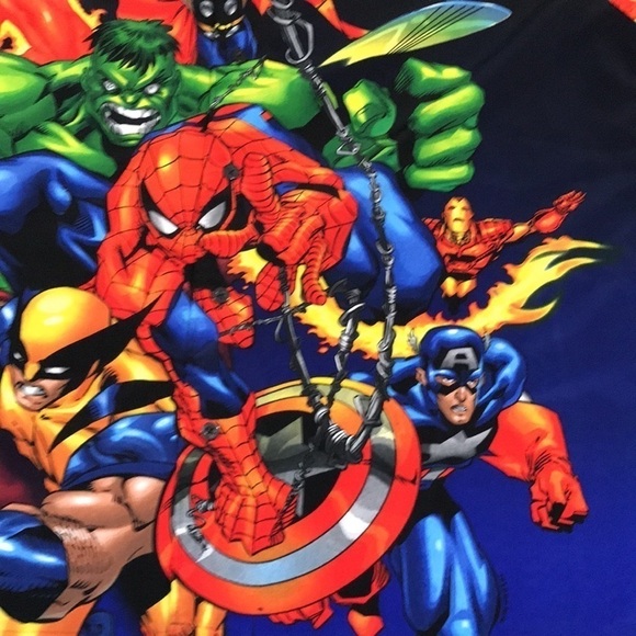 Marvel Comics Vintage All Over Print Superheroes Button Front Short Sleeve - Picture 9 of 13